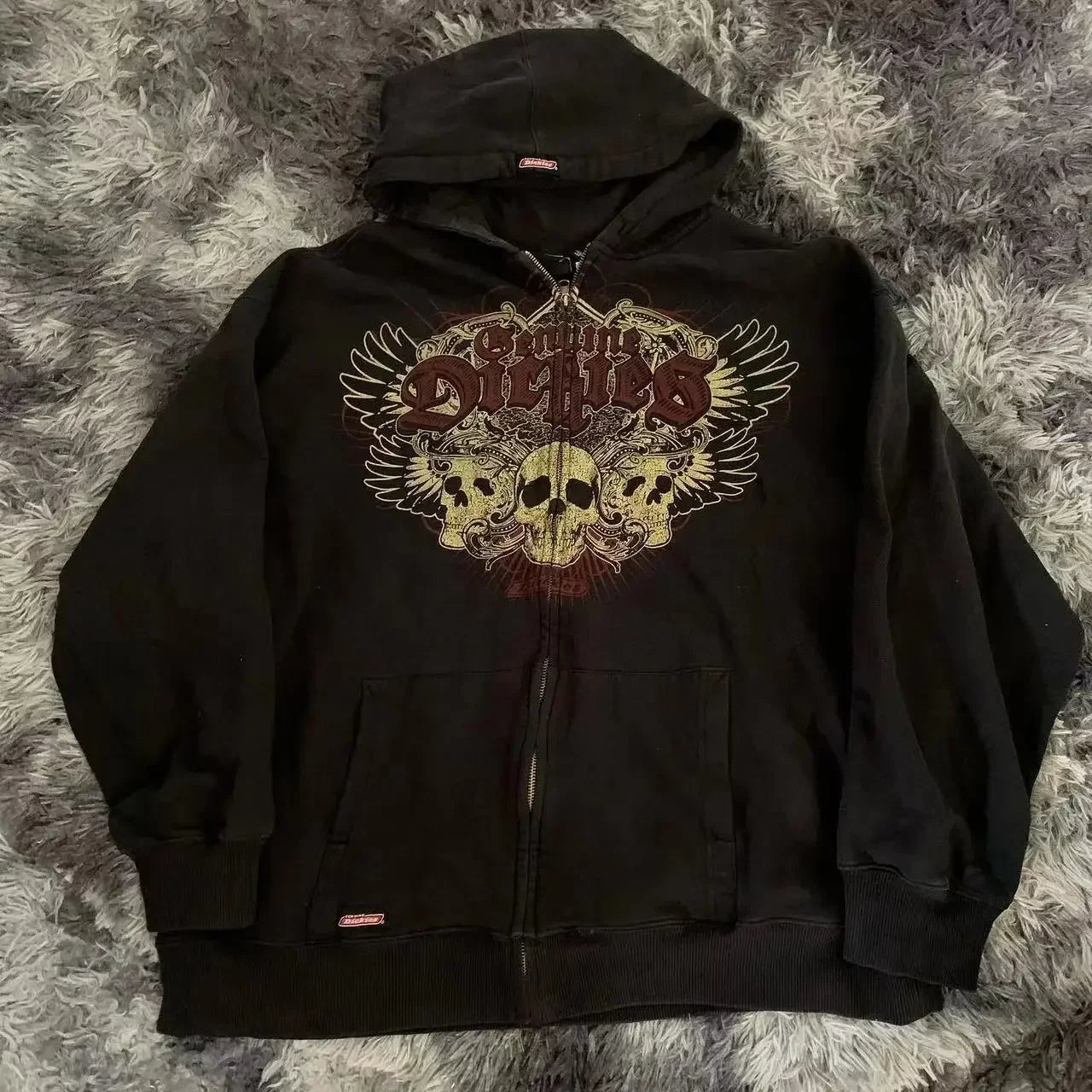 Vintage Gothic Skull Zip Up Hoodie