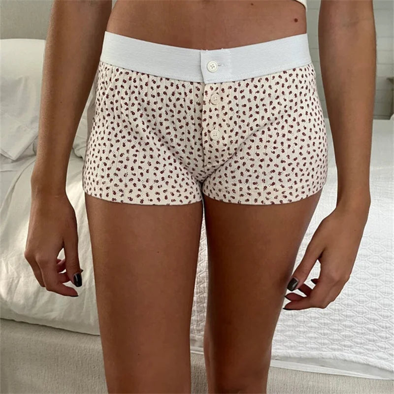 Cotton Print Button Sweatshort