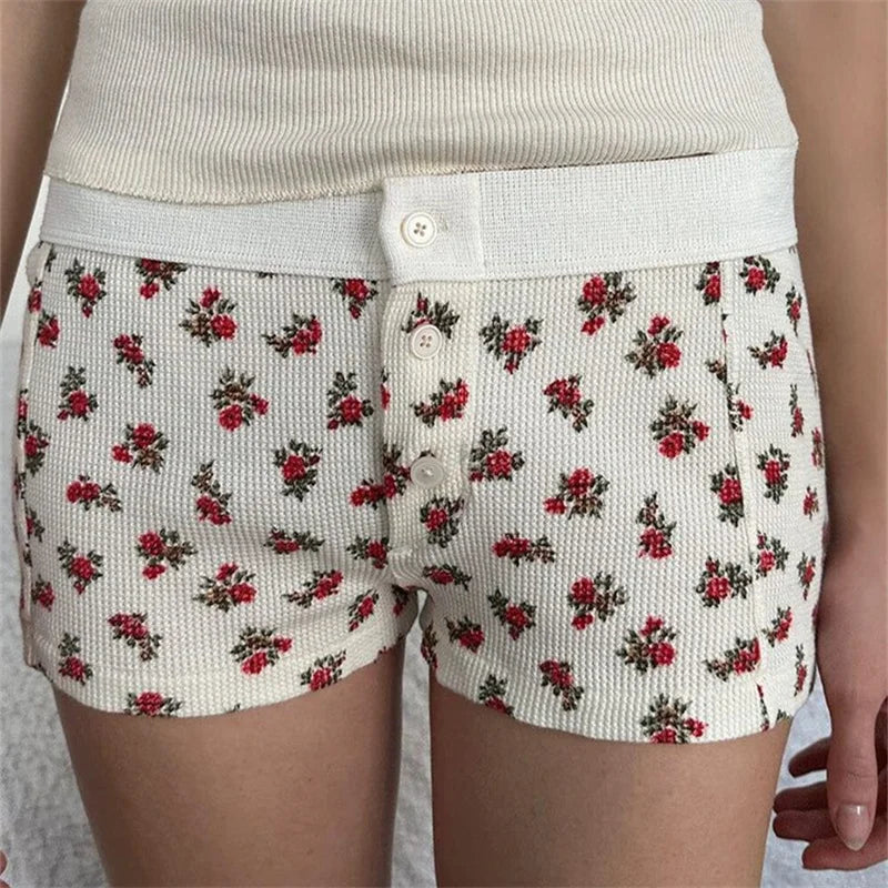 Cotton Print Button Sweatshort