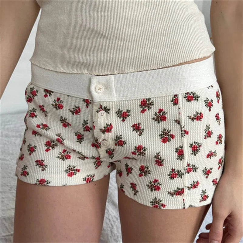 Cotton Print Button Sweatshort