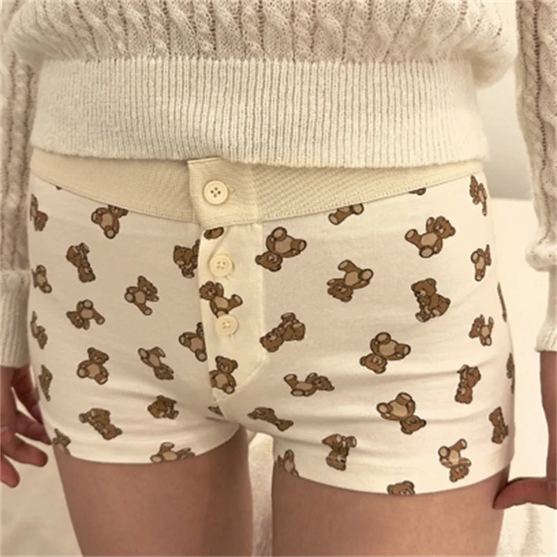 Cotton Print Button Sweatshort