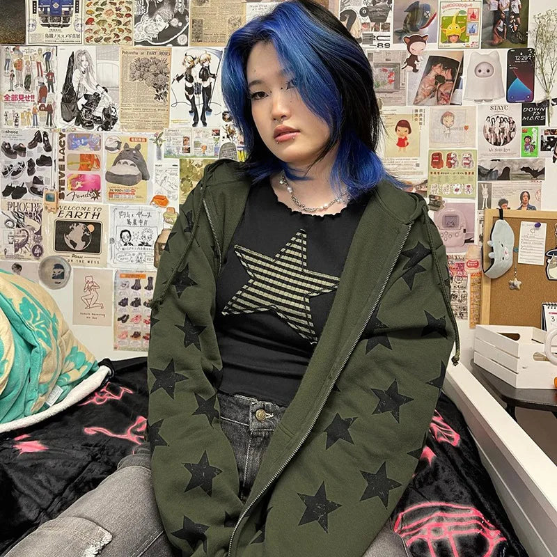Vintage Gothic Stars Print Hoodie 2