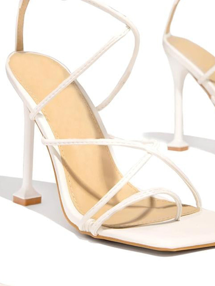 Square Toe Lace Up Sandals