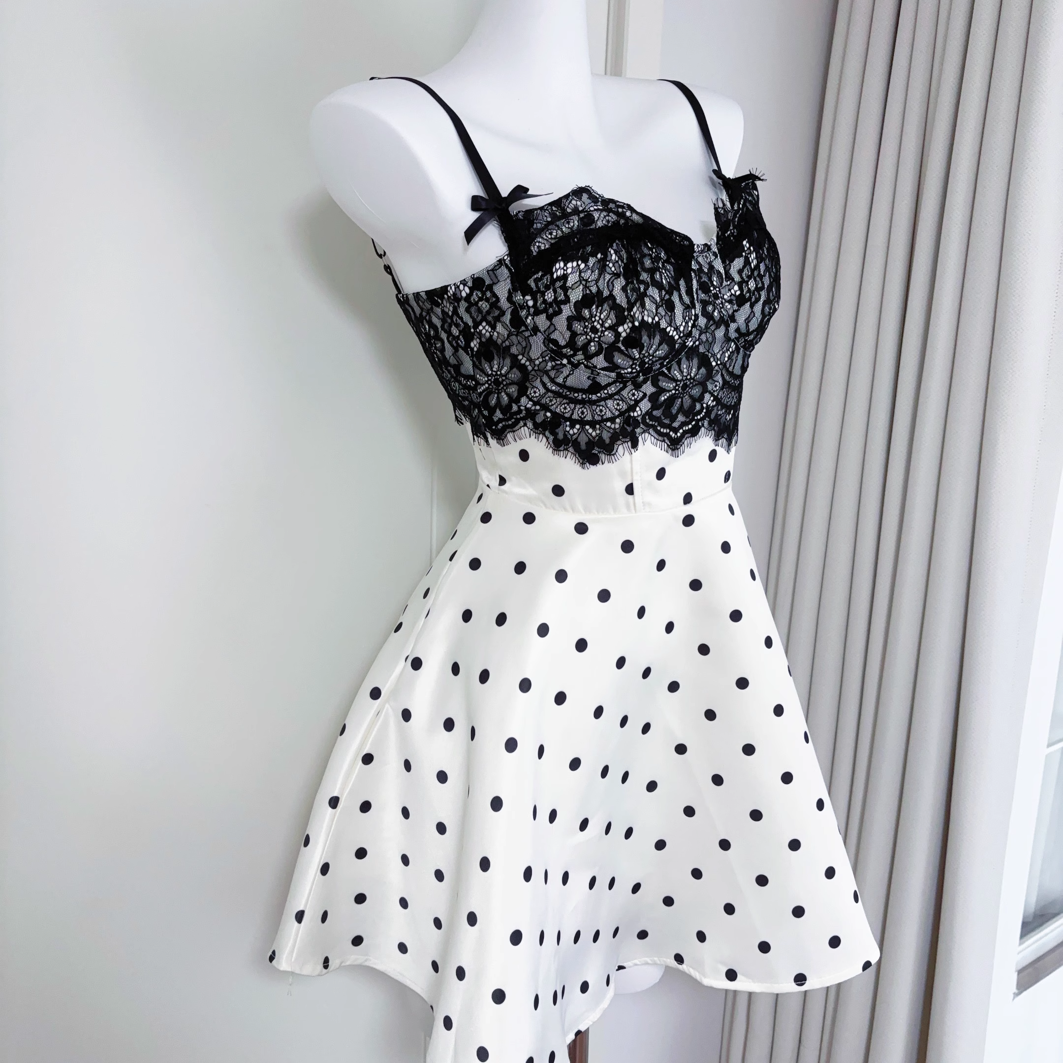 Classy Satin Lace A Line Short Party Gown Vacation Dress S219