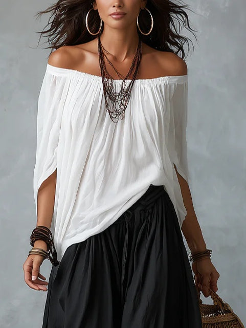 Off Shoulder Top and Harem Pants Two Piece Set 4