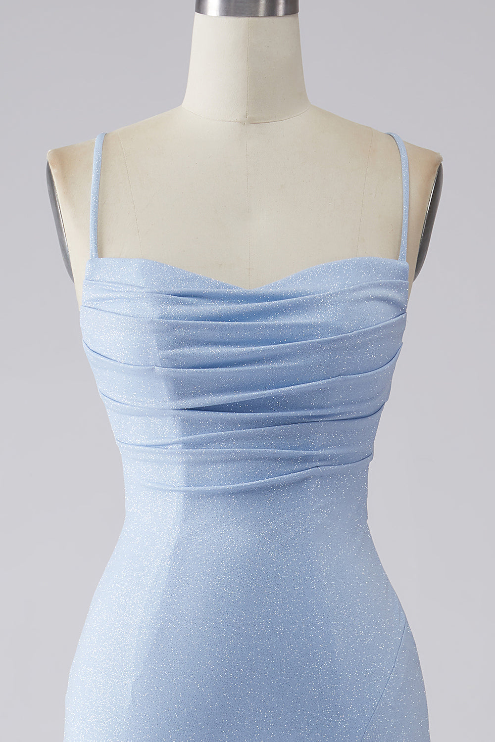 Light Blue Sparkly Mermaid Prom Dress with Slit