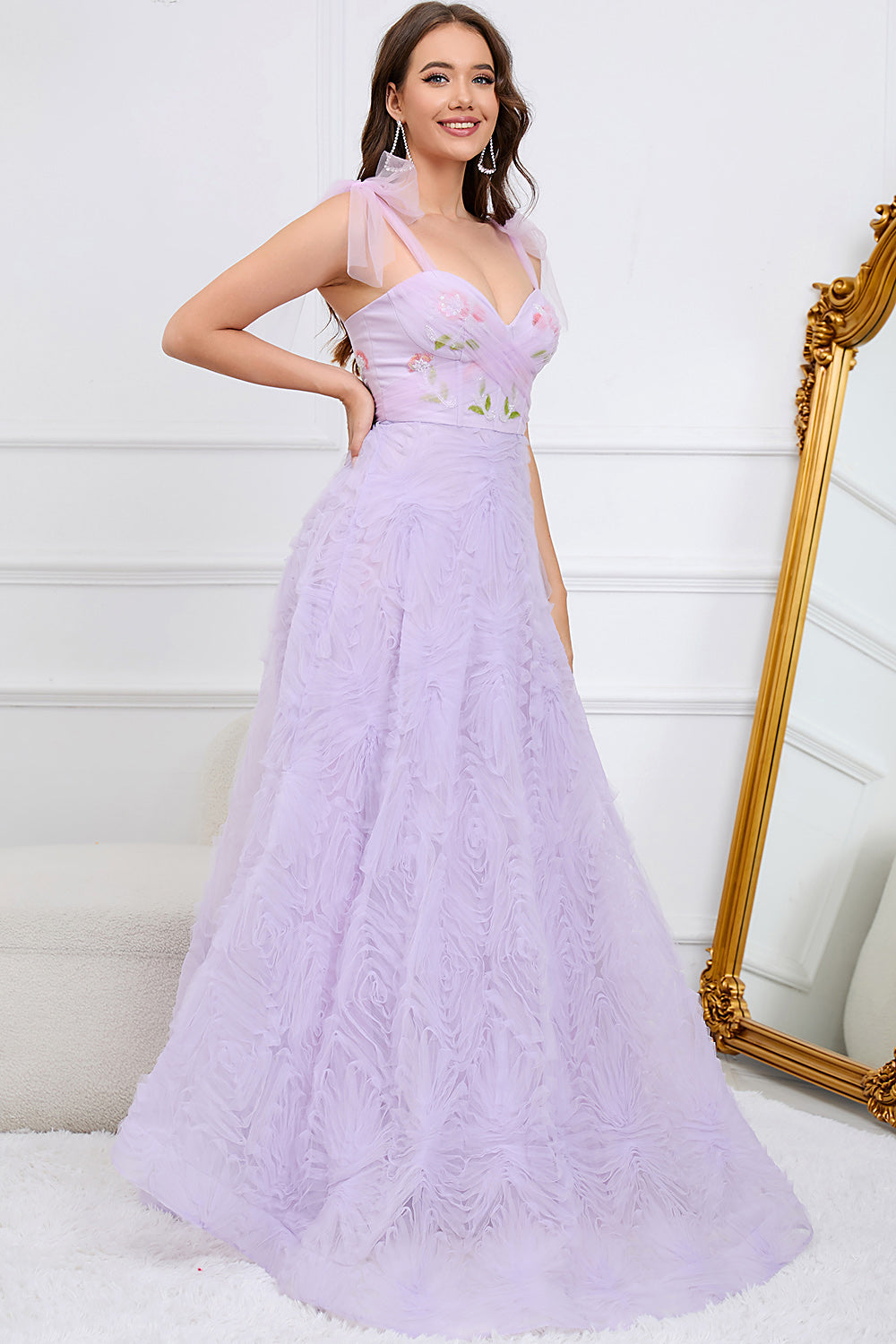 Light Green A-Line Prom Dress With Embroidery - Fashionpara