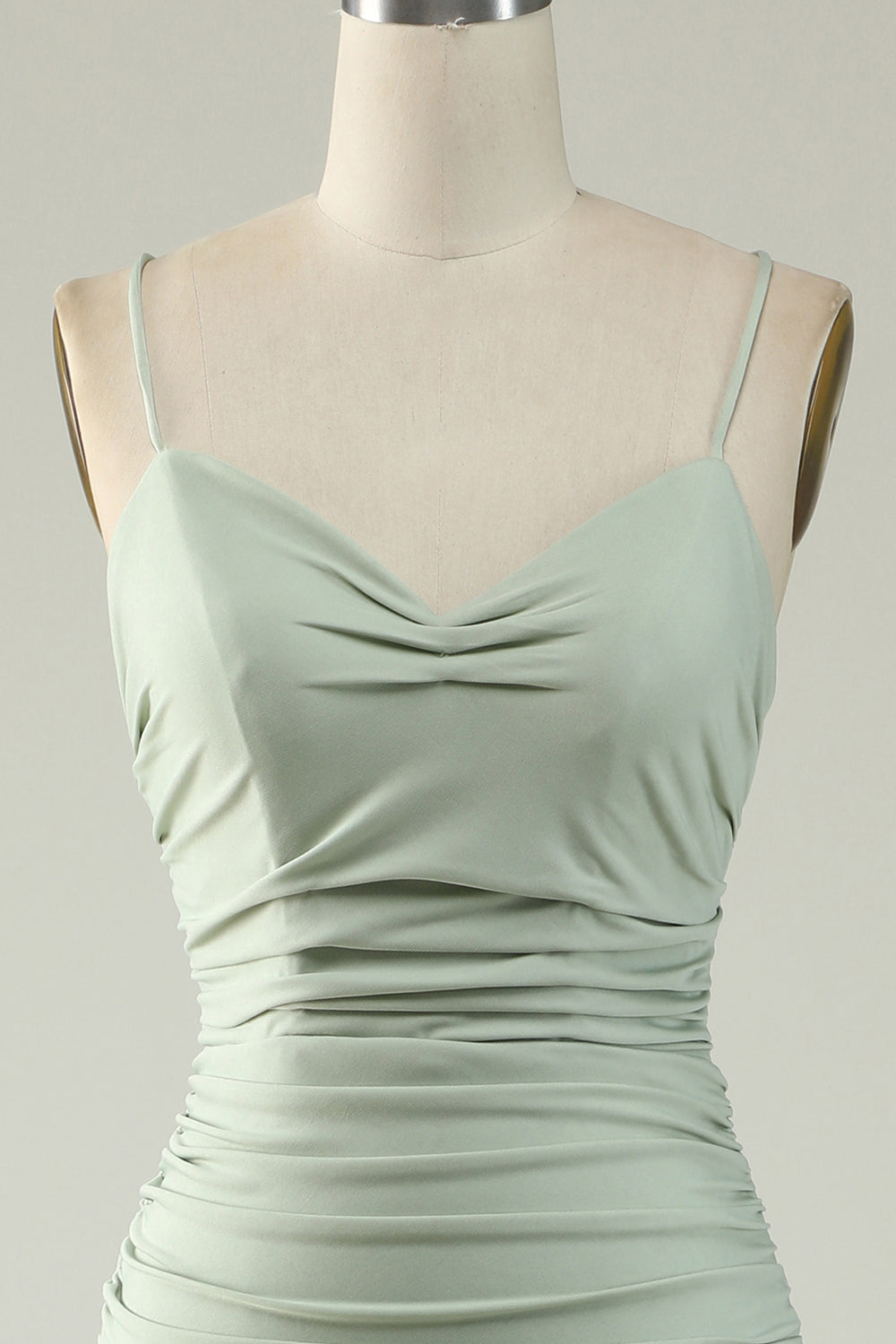 Mermaid Spaghetti Straps Grey Long Prom Dress with Criss Cross Back