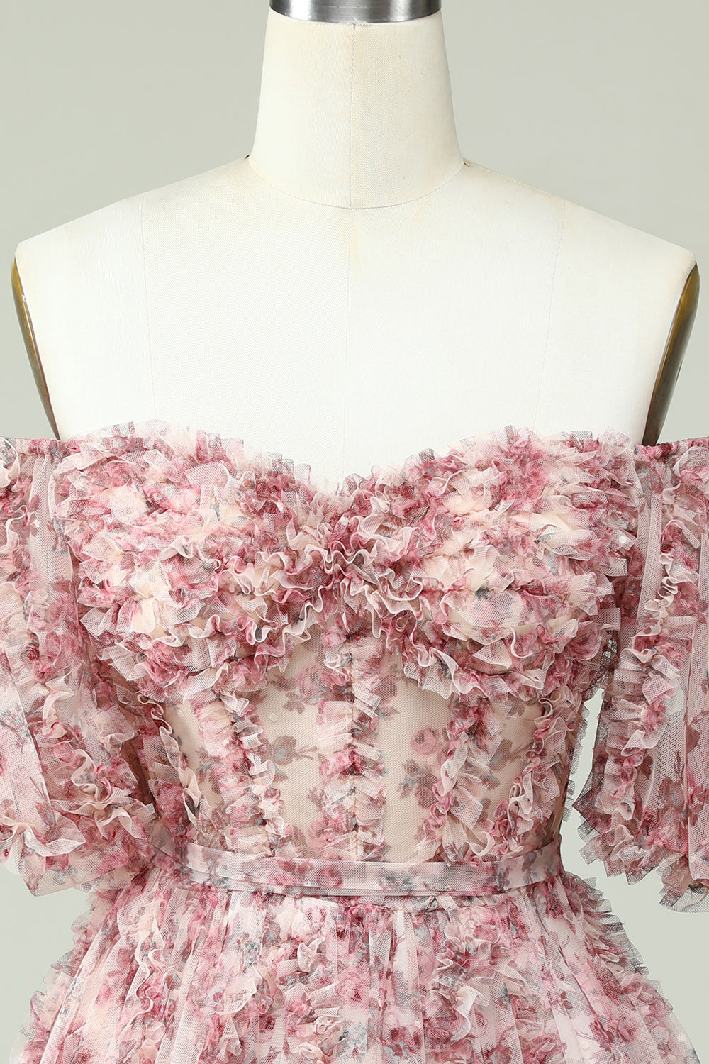 Ivory Red Flower Off The Shoulder Short Homecoming Dress