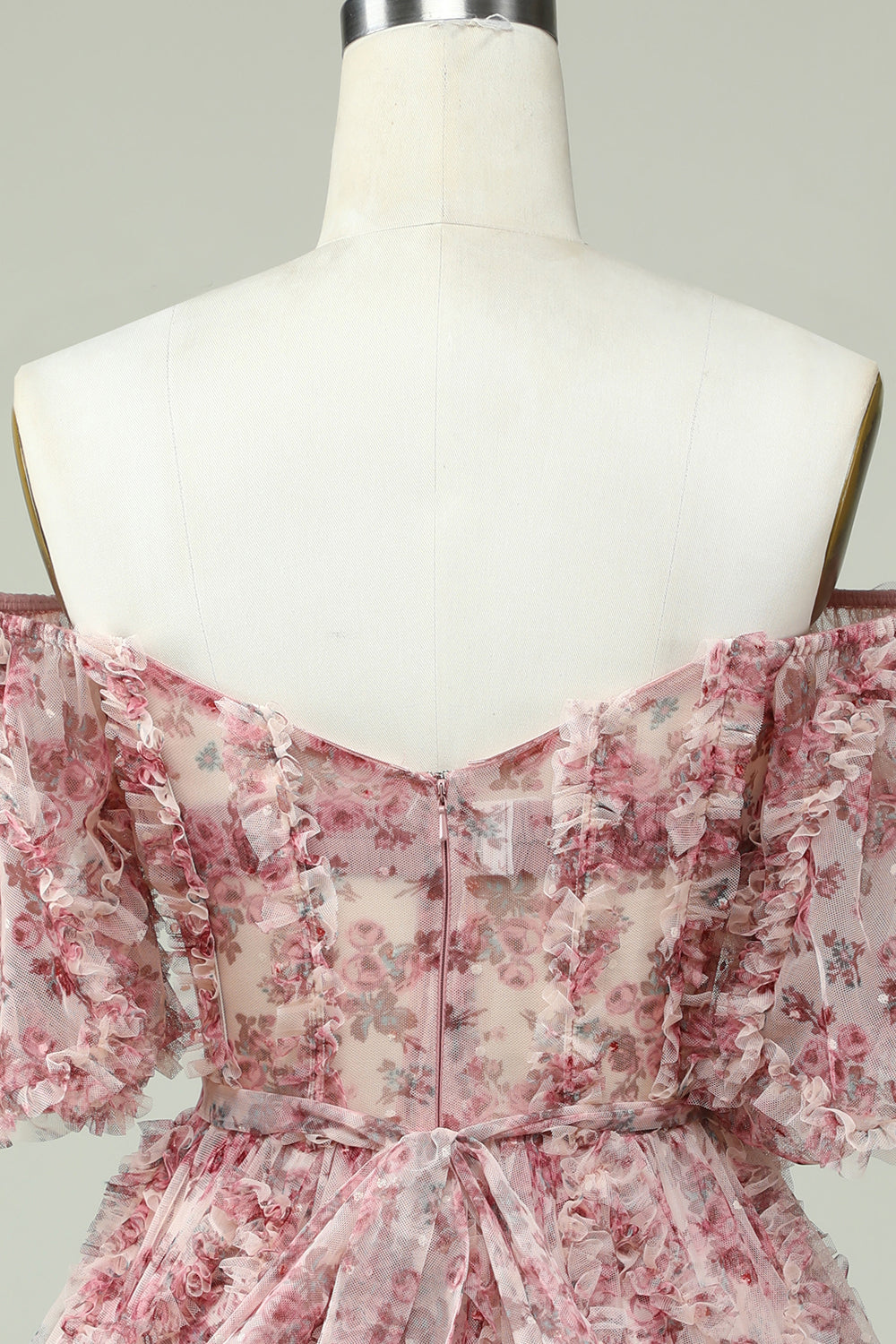 Ivory Red Flower Off The Shoulder Short Homecoming Dress