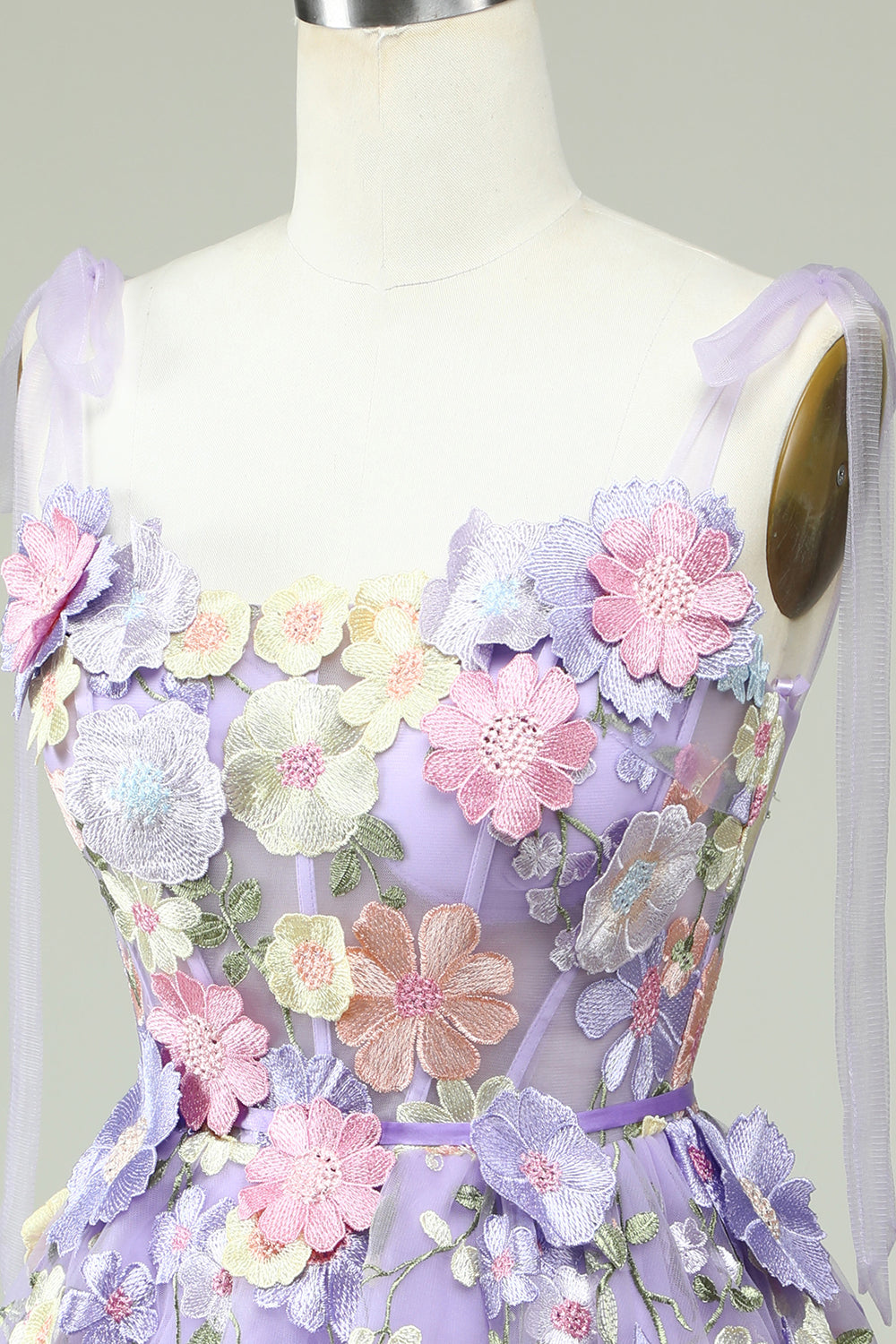 Purple Corset A-Line Short Homecoming Dress with 3D Flowers