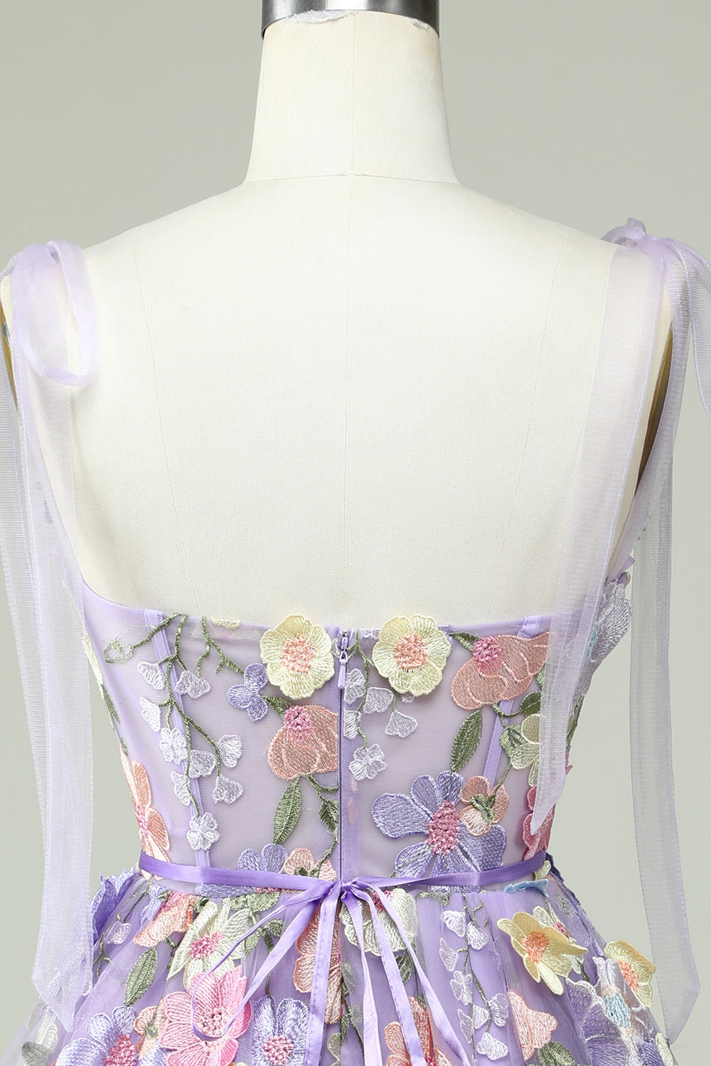 Purple Corset A-Line Short Homecoming Dress with 3D Flowers