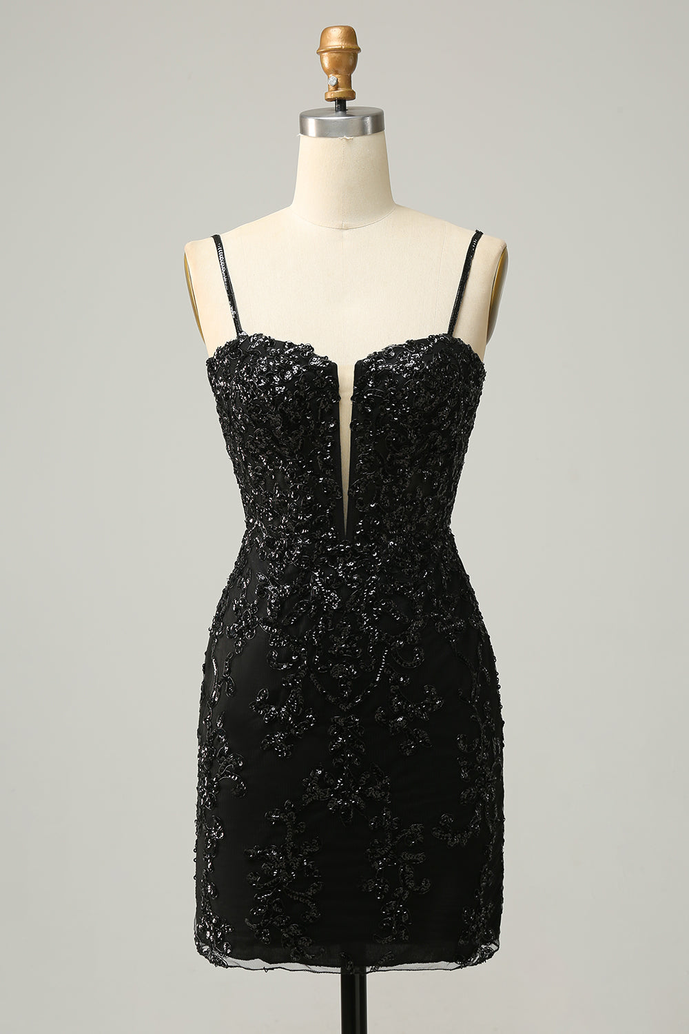 Sequins Spaghetti Straps Red Short Homecoming Dress