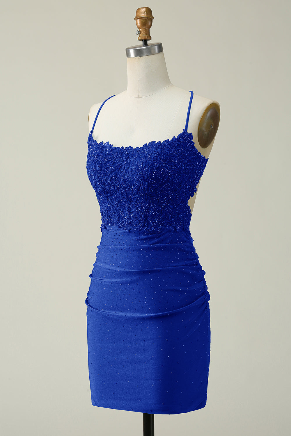 Dark Green Sheath Spaghetti Straps Appliques Short Homecoming Dress