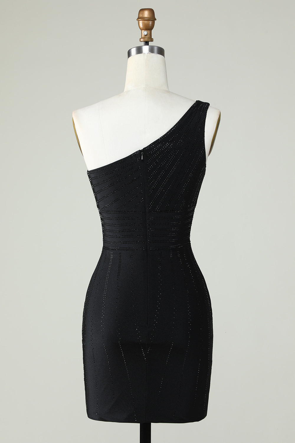 White One Shoulder Sheath Short Homecoming Dress with Beading