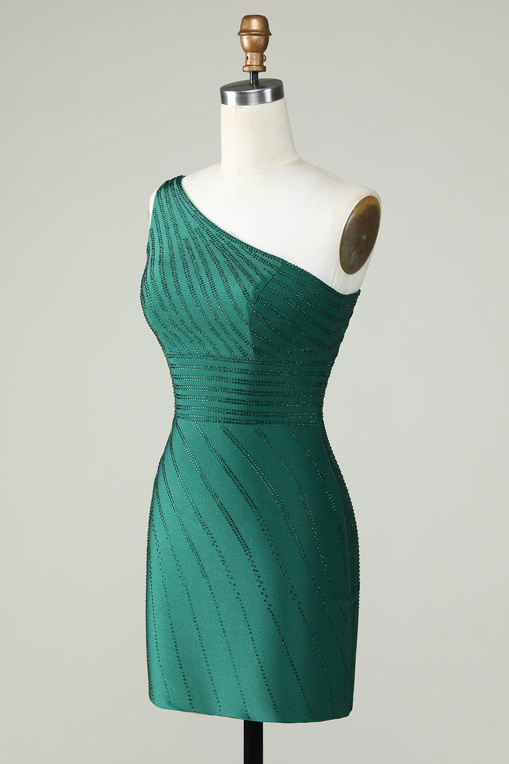 White One Shoulder Sheath Short Homecoming Dress with Beading