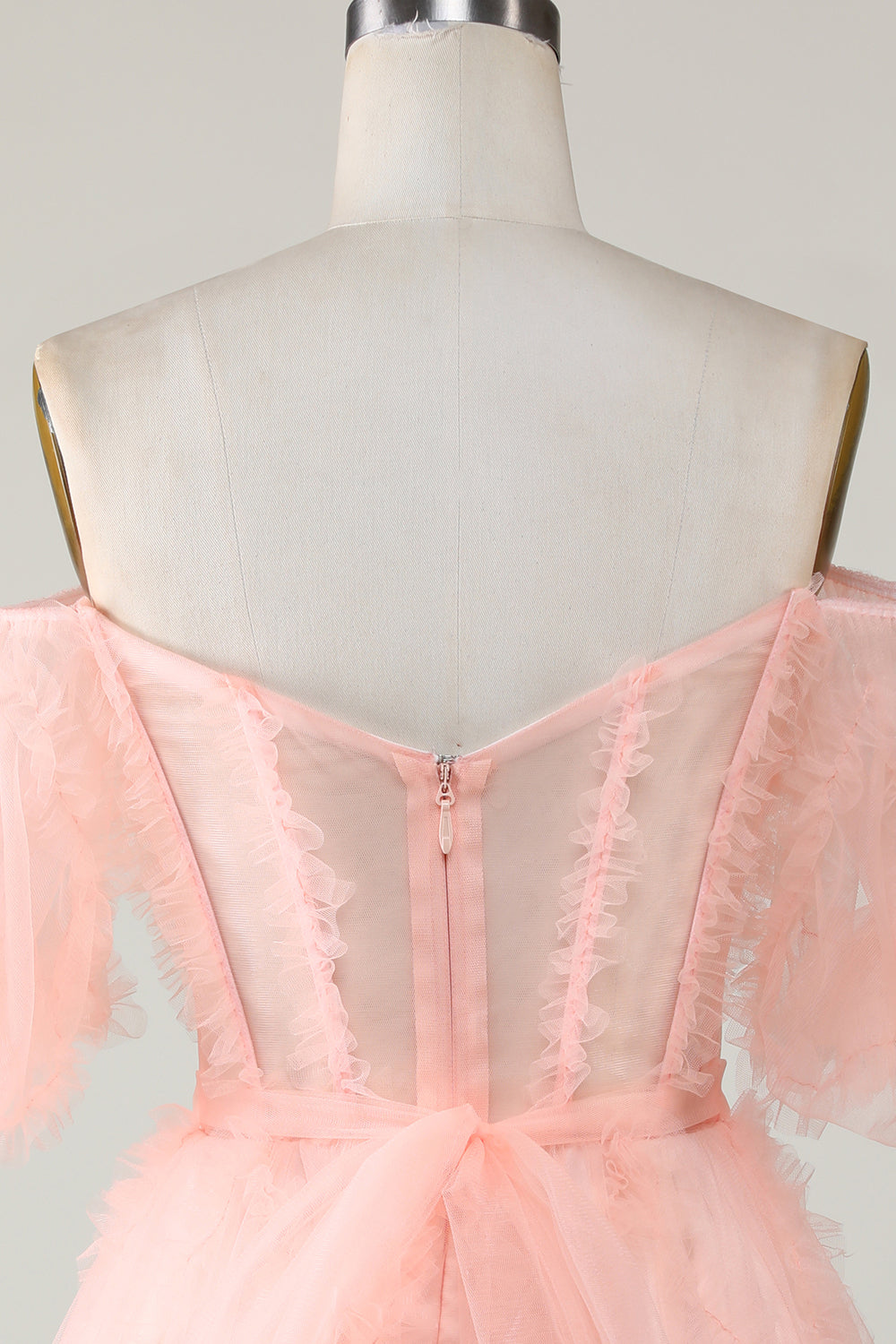 Blush Tulle Off The Shoulder Short Homecoming Dress