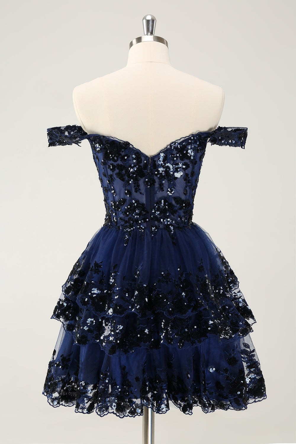 Cute Sparkly Hot Pink A Line Tiered Corset Lace Short Homecoming Dress - Fashionpara