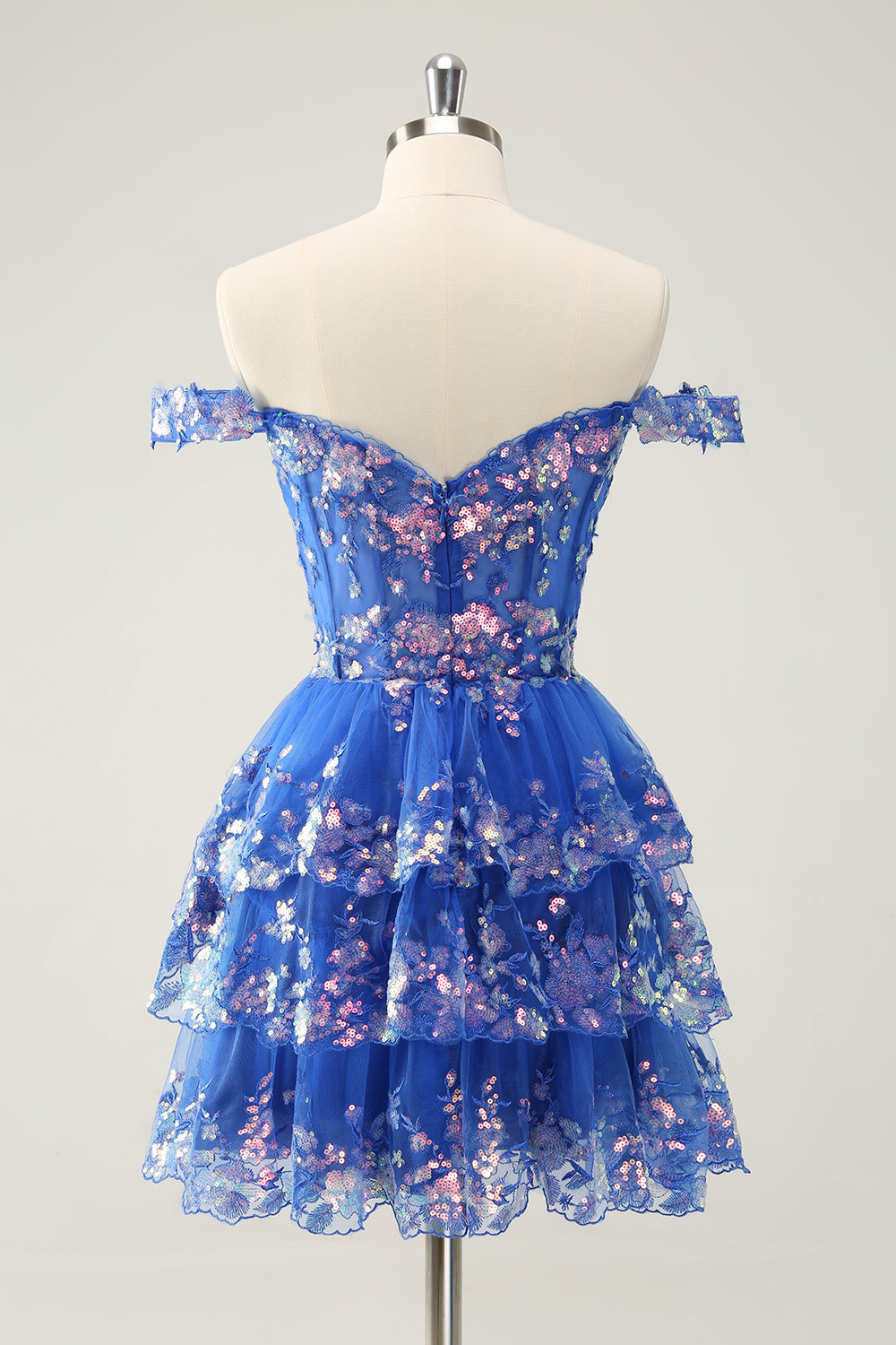 Cute Sparkly Hot Pink A Line Tiered Corset Lace Short Homecoming Dress - Fashionpara