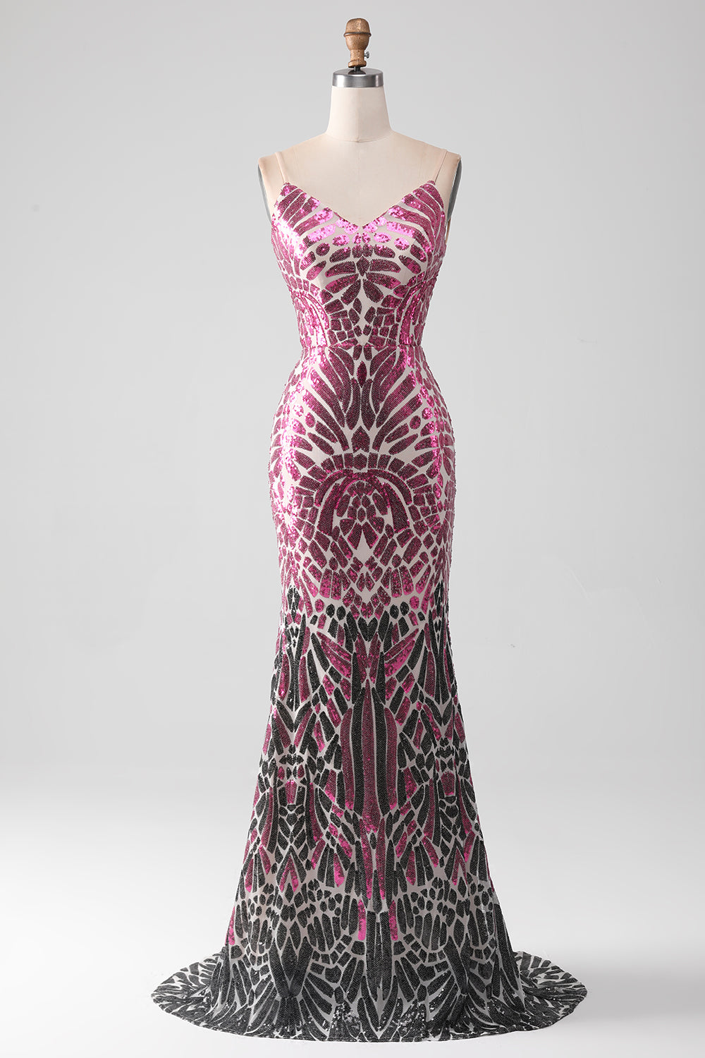 Sparkly Spaghetti Straps Mermaid Prom Dress with Backless - Fashionpara