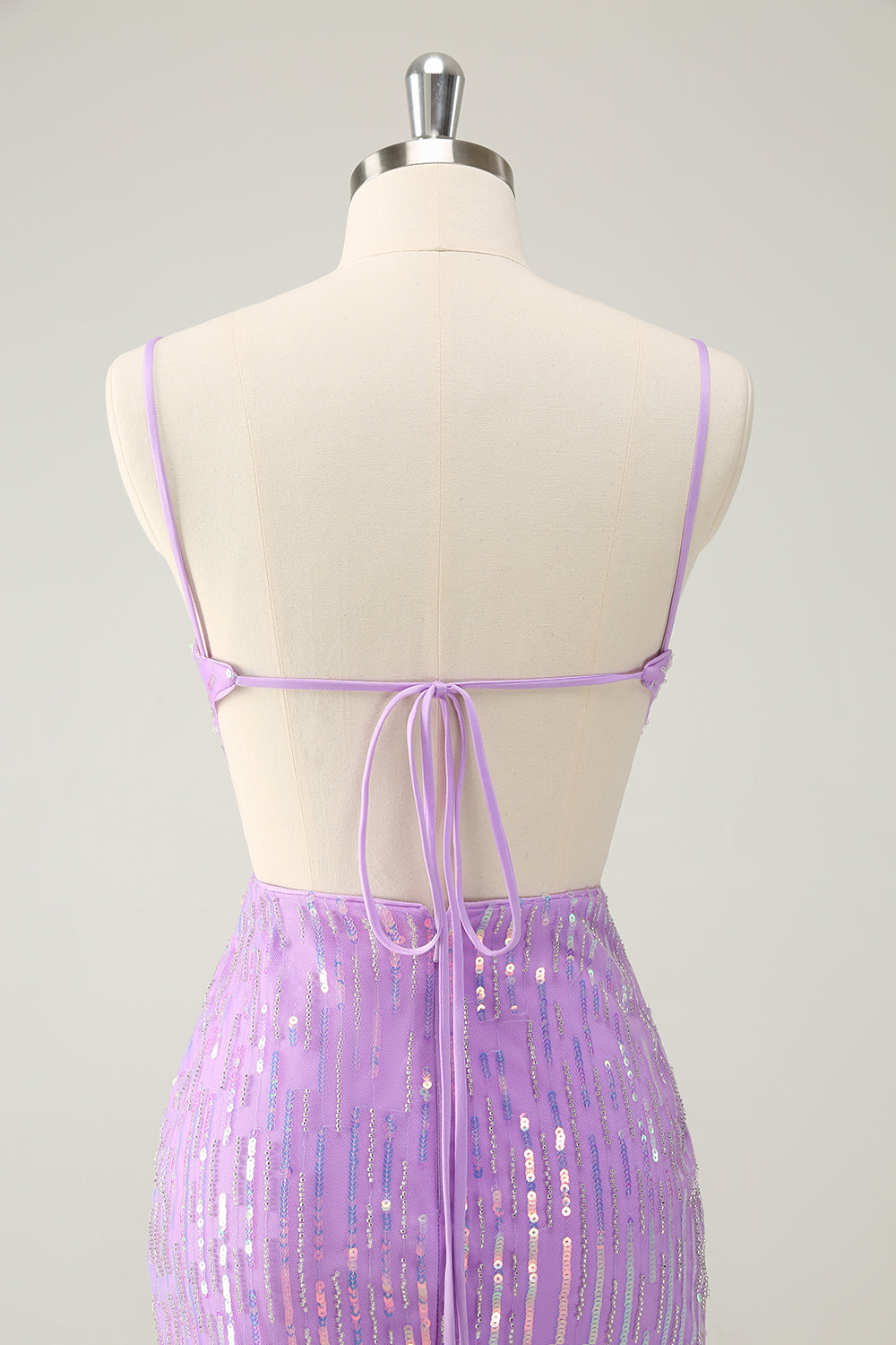 Glitter Purple Tight Sequined V Neck Short Homecoming Dress - Fashionpara