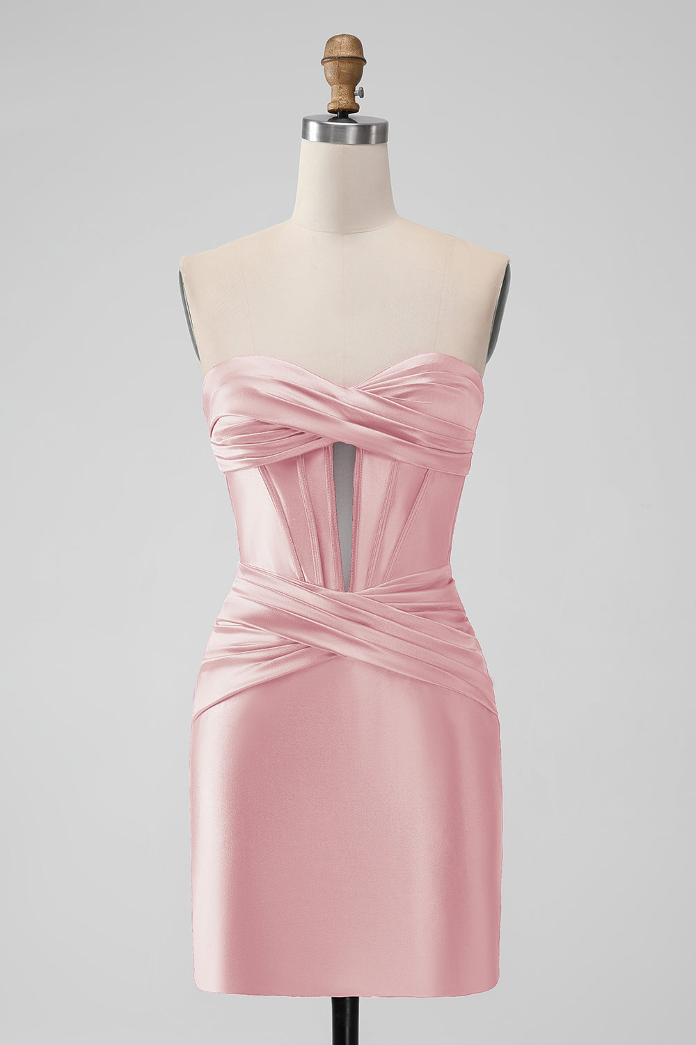 Copper Bodycon Sweetheart Satin Corset Short Homecoming Dress - Fashionpara