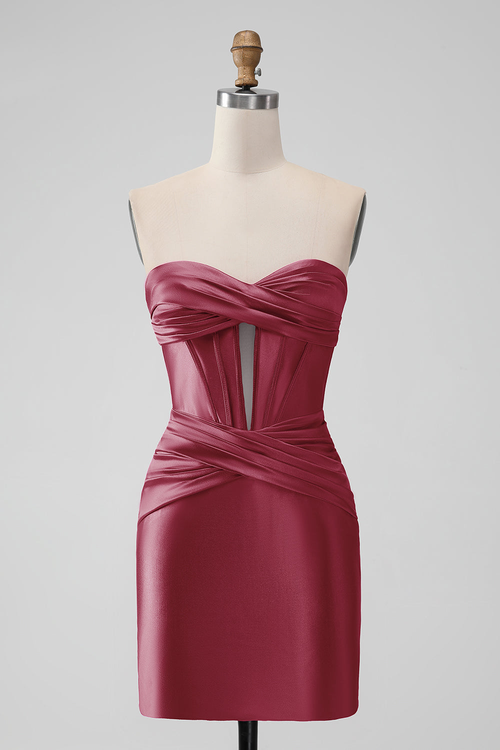 Copper Bodycon Sweetheart Satin Corset Short Homecoming Dress - Fashionpara