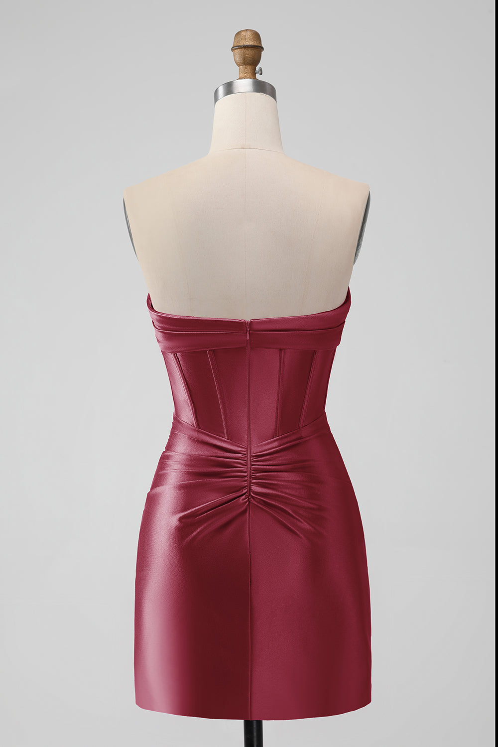 Copper Bodycon Sweetheart Satin Corset Short Homecoming Dress - Fashionpara