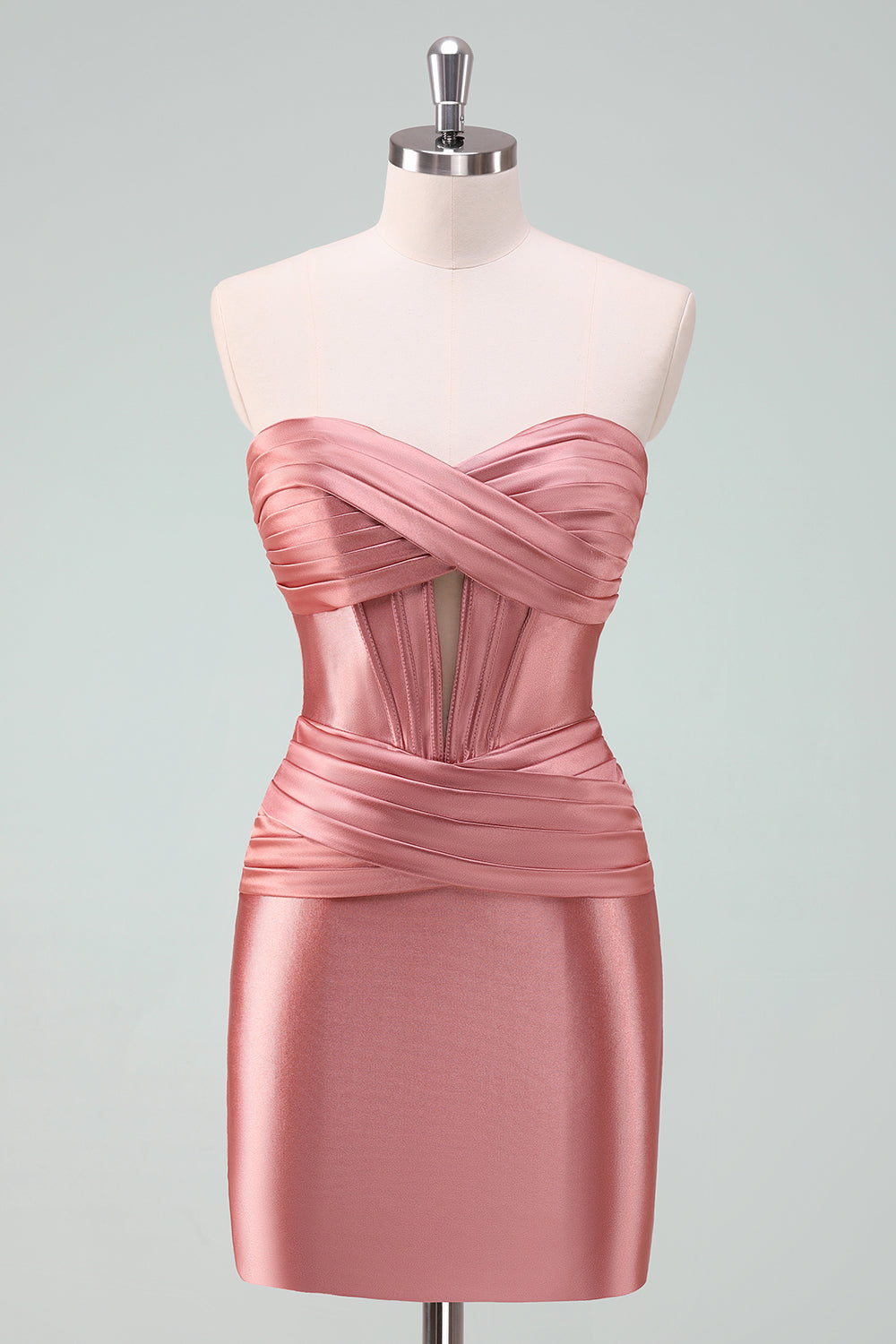 Copper Bodycon Sweetheart Satin Corset Short Homecoming Dress - Fashionpara