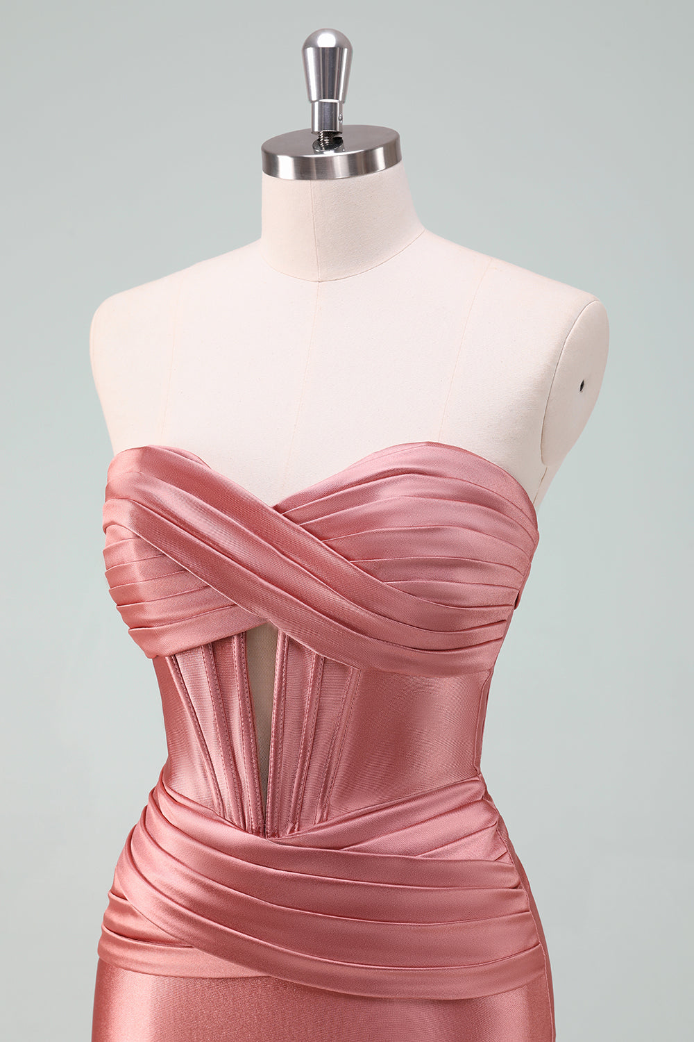 Copper Bodycon Sweetheart Satin Corset Short Homecoming Dress - Fashionpara