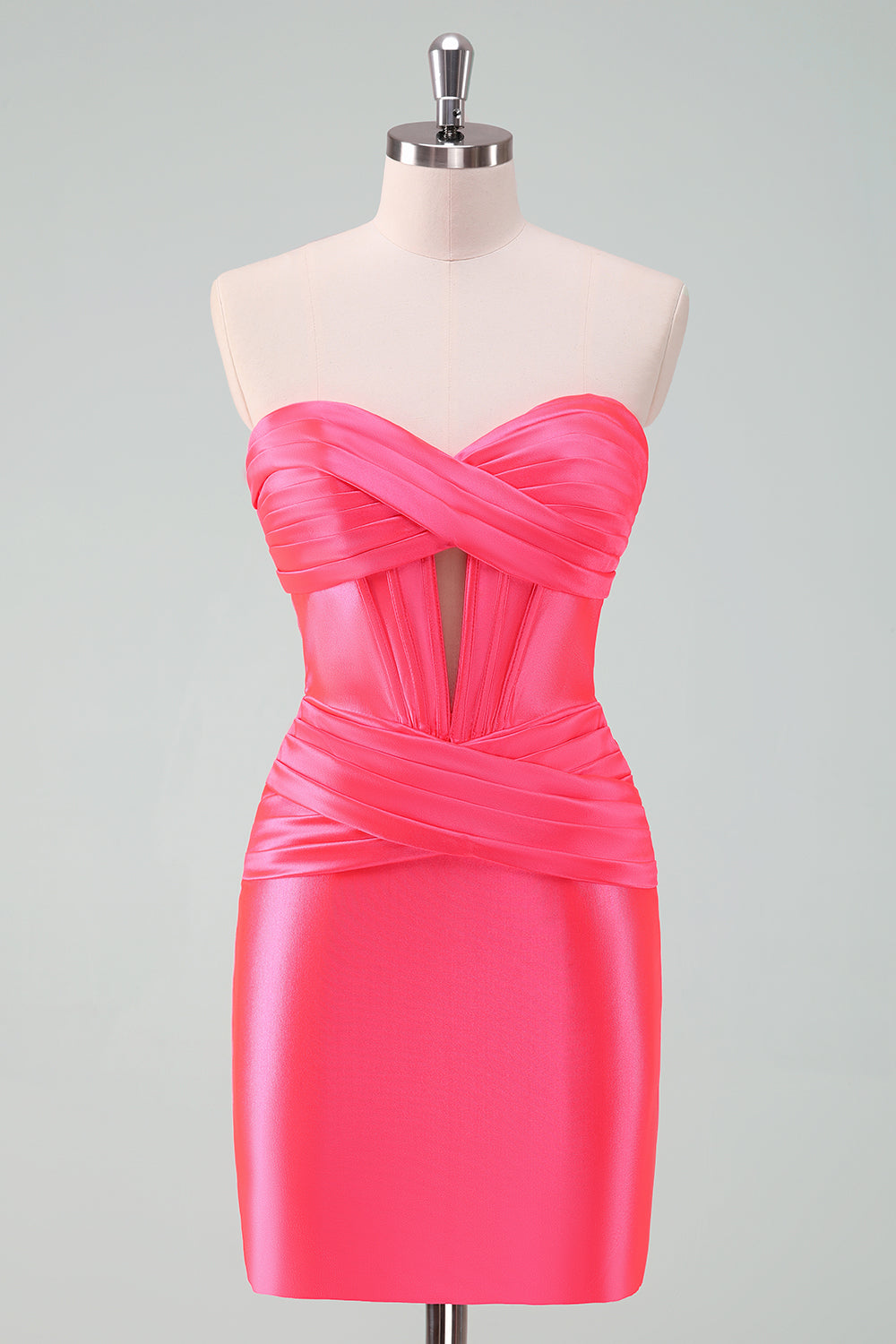 Copper Bodycon Sweetheart Satin Corset Short Homecoming Dress - Fashionpara