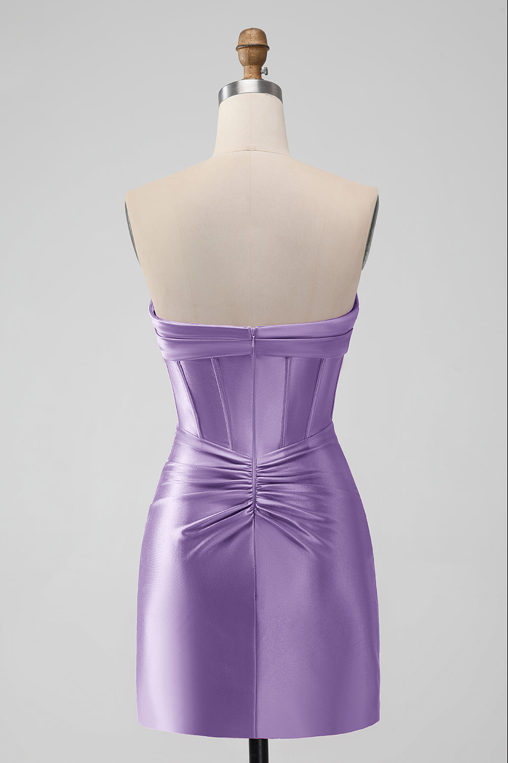 Copper Bodycon Sweetheart Satin Corset Short Homecoming Dress - Fashionpara