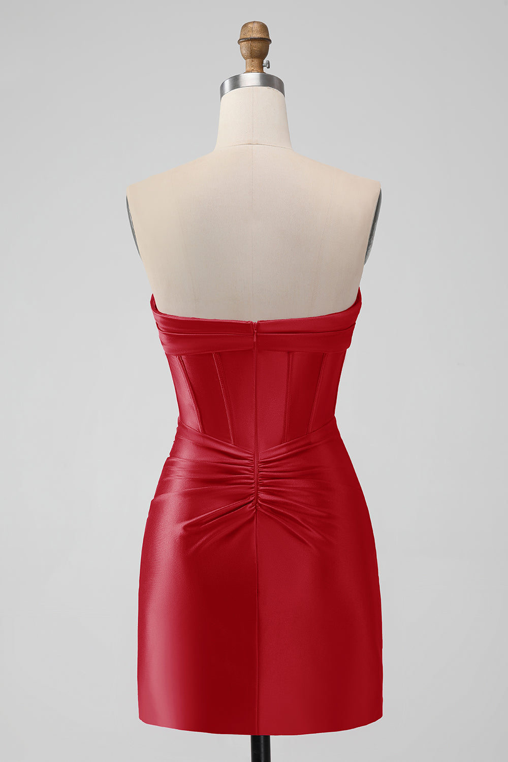 Copper Bodycon Sweetheart Satin Corset Short Homecoming Dress - Fashionpara