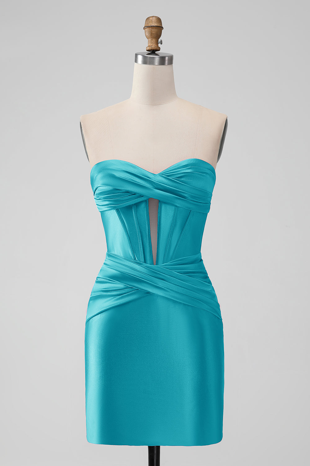 Copper Bodycon Sweetheart Satin Corset Short Homecoming Dress - Fashionpara