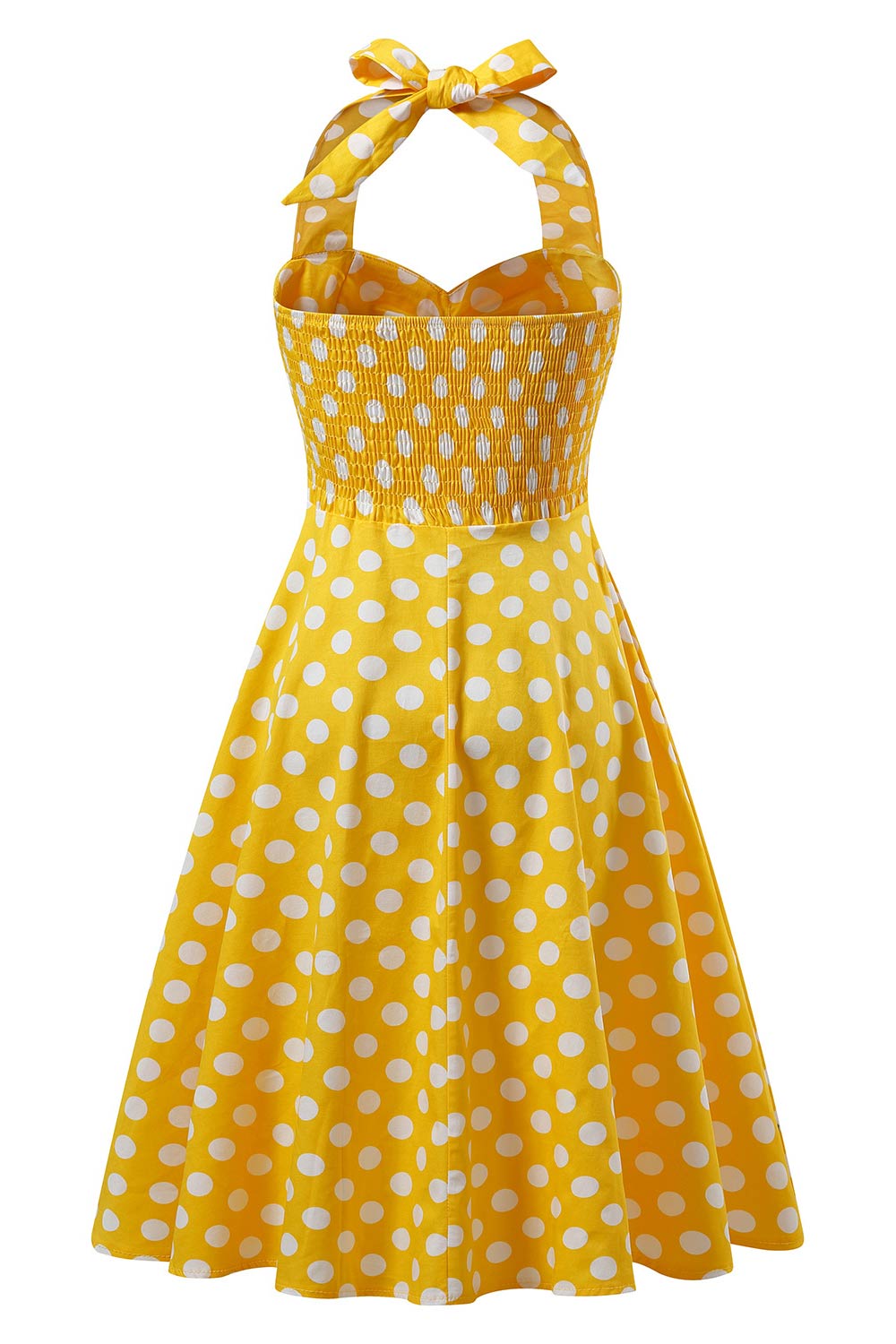 Yellow Halter Polka Dot Vintage Dress