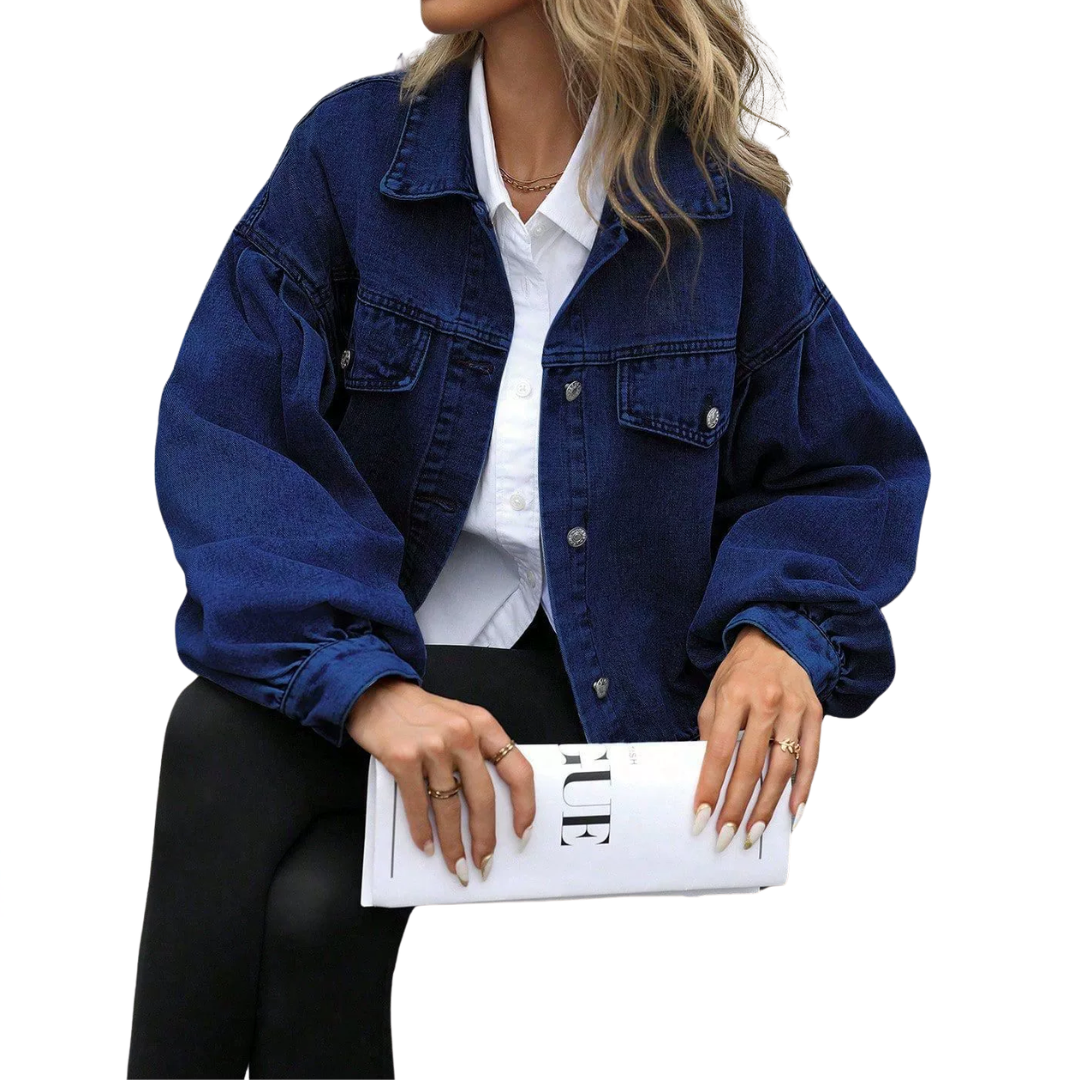 Button Front Collared Oversized Denim Jacket 4