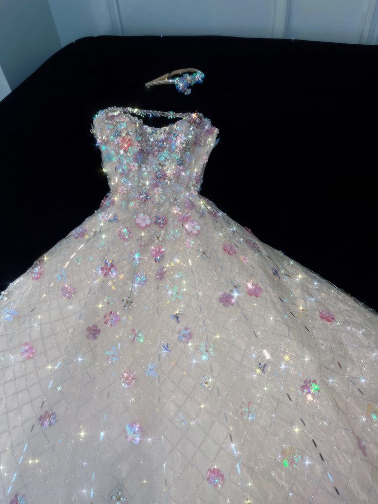 Charming Strapless White Tulle Sequin Beaded Birthday Prom Dress Princess Party Dress D1225
