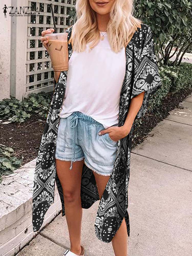Summer Floral Printed Half Sleeve Bohemian Cardigan 4