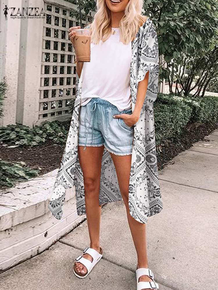 Summer Floral Printed Half Sleeve Bohemian Cardigan 5