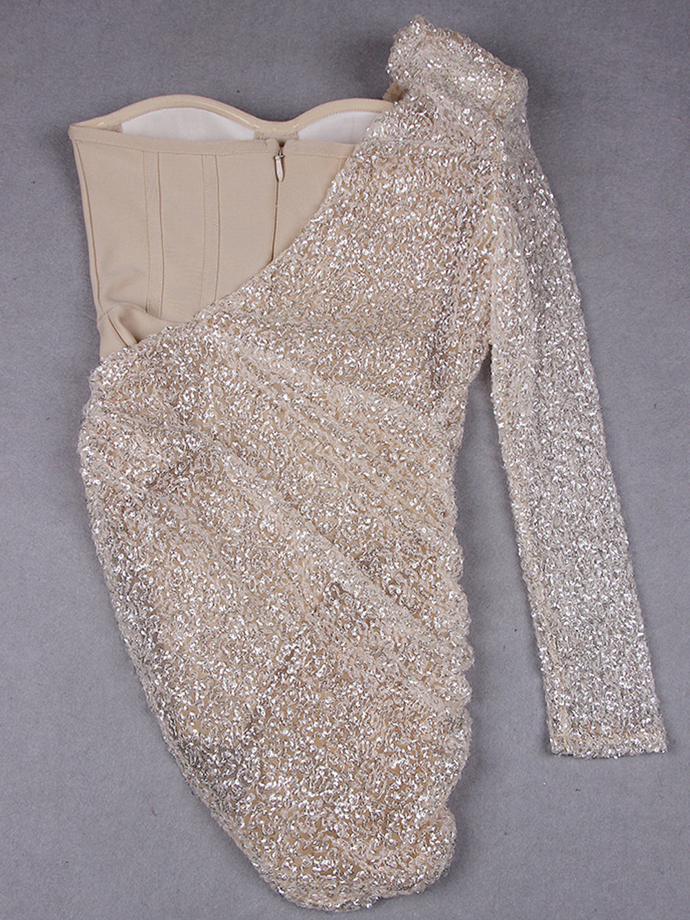 ETAME Sequins Mini Dress in Beige