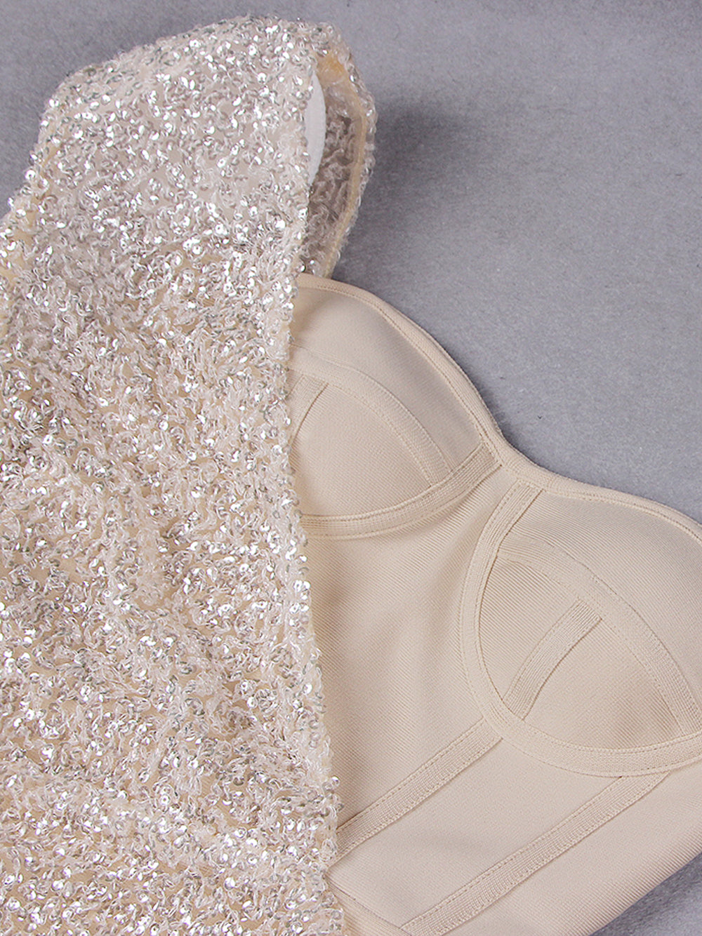 ETAME Sequins Mini Dress in Beige