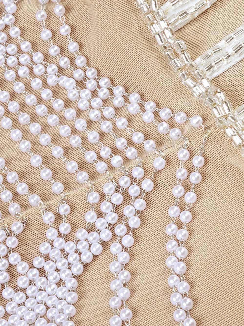 Sequin Strapless Pearl-Embellished Corset Mini Dress 7