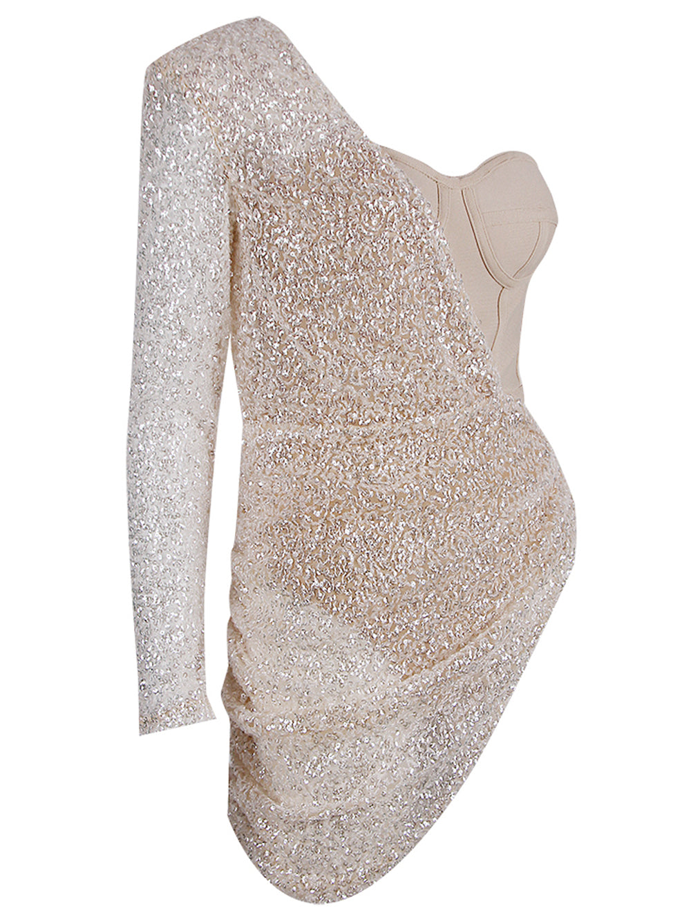 ETAME Sequins Mini Dress in Beige