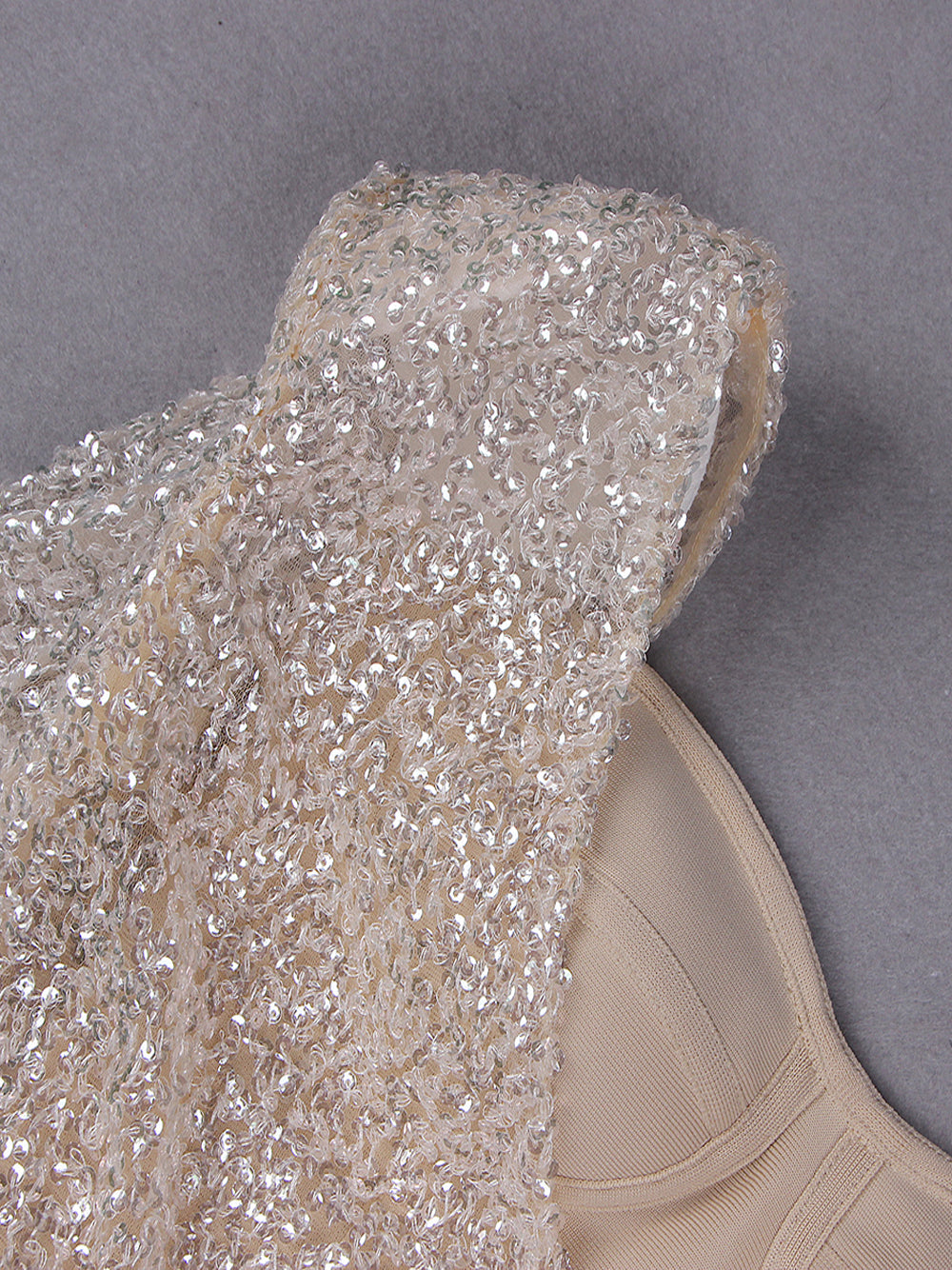 ETAME Sequins Mini Dress in Beige