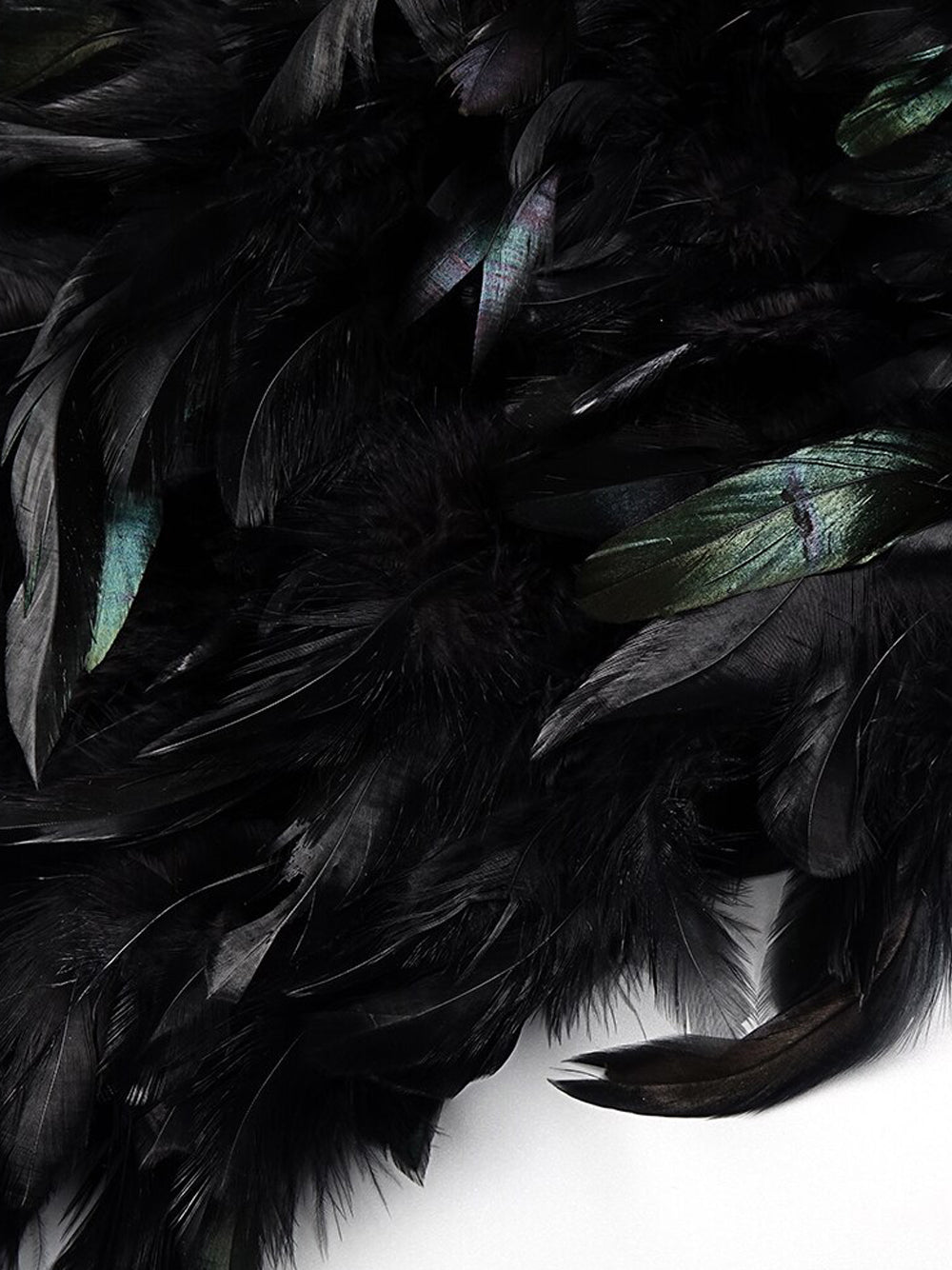 Velvet Mock Neck Rhinestone Cutout Feather-Trim Gown 9