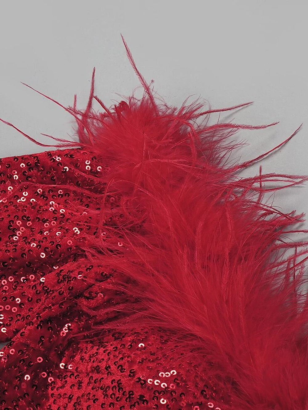 Sequin Off-Shoulder Feather Trim Long Sleeve Mini Dress 7