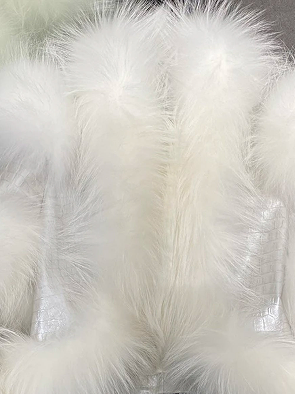 LITALY Fur Trim Leather Jacket in White 12