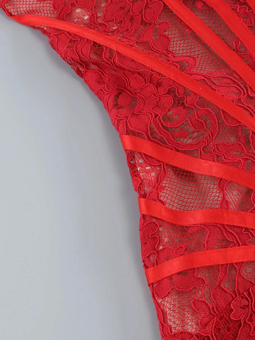 Strapless Eyelash Lace Corset Ruched Mini Dress 16