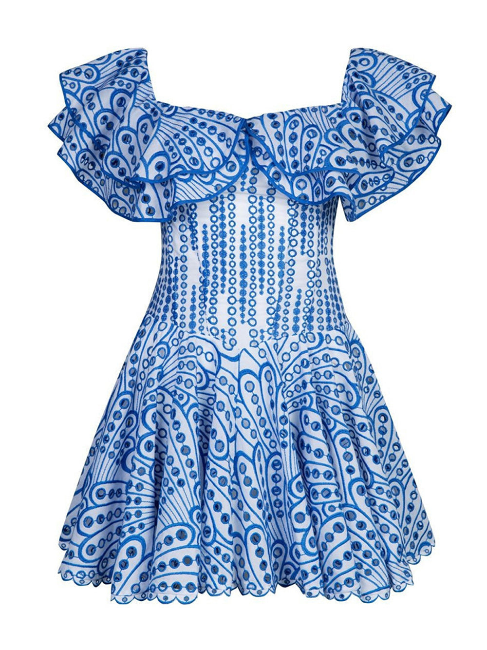 Broderie Anglaise Off-Shoulder Ruffle Mini Dress 6