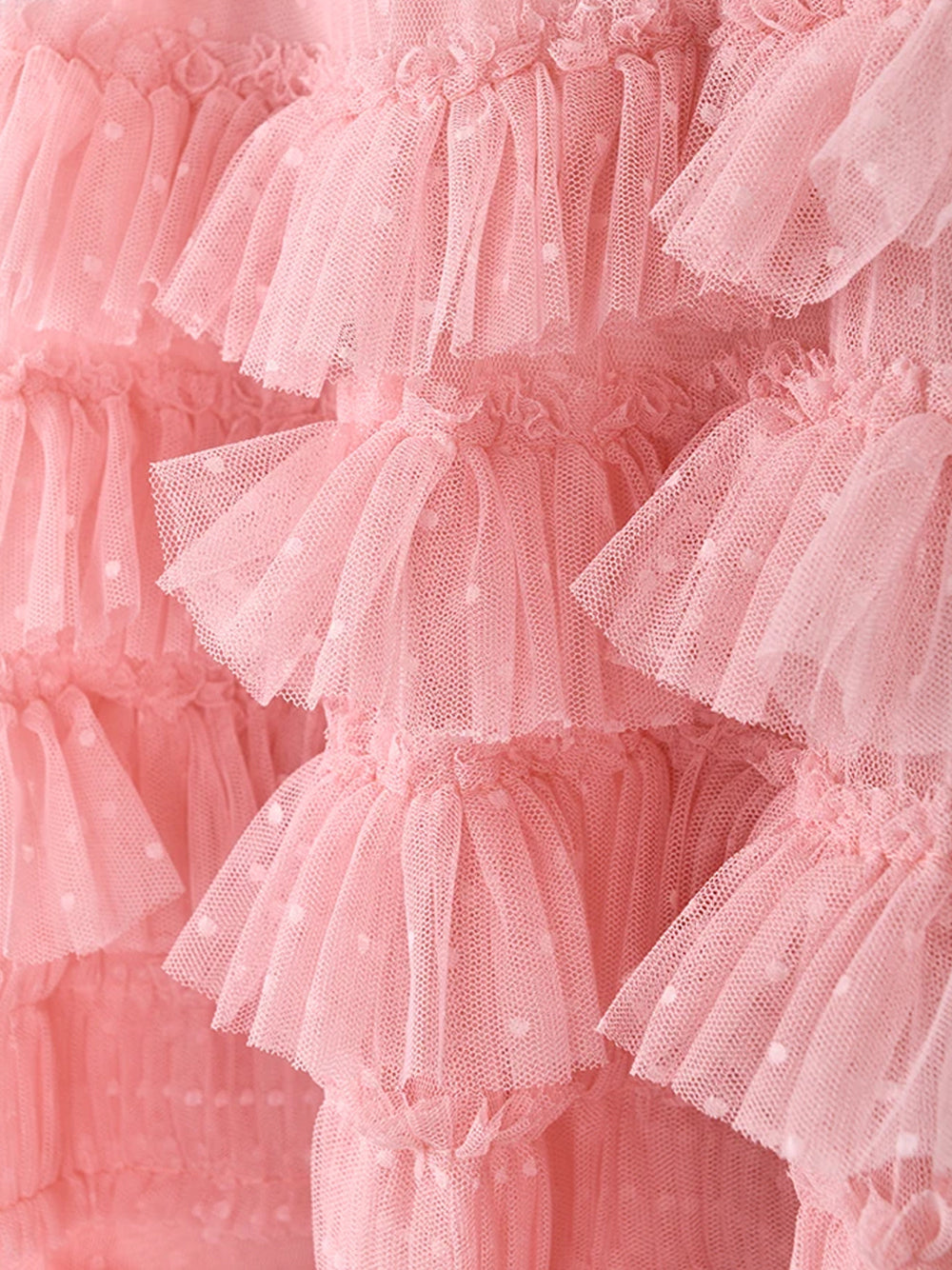 Swiss Dot Tulle Flutter Sleeve Tiered Ruffle Maxi Dress 4